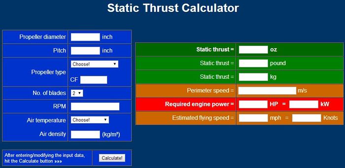What happened to Static Thrust Calculator?